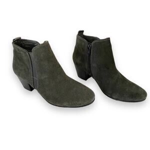 DUNE LONDON Perdy boots women's 6 gray suede leather side zip block heel ankle